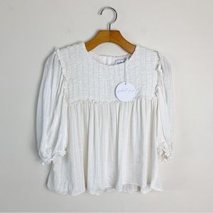 Petal + Pup NWT Off White Peplum Short Sleeve Top Sz 2